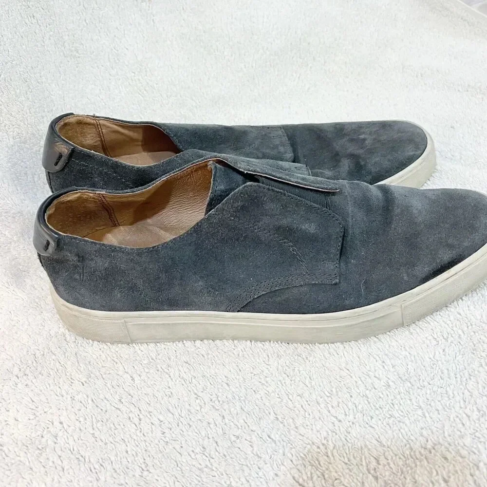 Frye 1863 Mens Gray Slip On Casual Shoes Lace 11 Suede Almond Toe Oxford Preppy